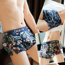 Loose Korean version Aro pants mens underwear pure cotton man flat corner pants big code personality youth four-corner pants underpants head