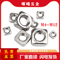 Factory direct 304 stainless steel square nut M4M5M6M8M10M12 square screw nut