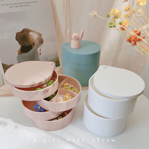 Net Red Blasting ROTATABLE SHOW SHELF Accessories Box Earrings Earrings Necklace Ring Containing Box Korea Minimalist Box