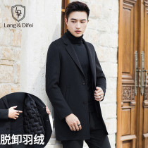 Winter wool coat Mens double-sided cashmere-free medium-long thickened down liner off large size jacket