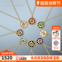18k diamond necklace octamans compass rose jewel necklace double - sided retro - pendant jewelry
