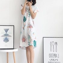Sleeping Dress Summer Thin Cotton Silk Sleeping Dress Woman Artificial Cotton Sleeping Dress Pure Cotton Full Cotton Student Loose Summer Home Clothes