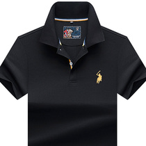 Brand ice T-shirt mens short sleeve mercerized cotton polo shirt lapel loose business casual summer mens middle-aged T-shirt