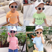 Childrens clothing boy baby pure cotton short-sleeved t-shirt printed childrens 2021 summer new childrens t-shirt tide foreign style top