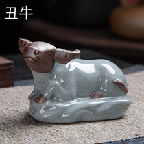 Zodiac Shoal Ugly Bull tea Tea Pampers open sheet Nourishing Ceramic Tea Set Tea Tray Tea Dish Accessories Twist-to-dry Kun