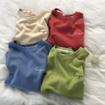  Avocado green round neck sweater womens 2021 spring and autumn thin section loose thin all-match casual long-sleeved jacket top trend