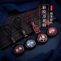 Black sandalwood pendant car keychain pendant high-grade hand woven exquisite lanyard jewelry male and female couple tide