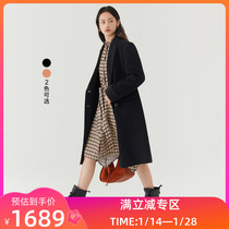 (The same style as the shopping mall) LILY2022 winter new womens comfortable full sheep wool retro double-breasted woolen coat