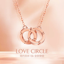 Xia Diamond 18K rose gold necklace female lucky double ring chain color gold necklace choker female