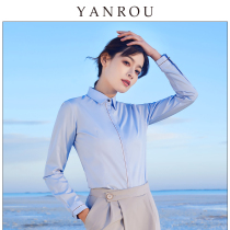 2021 spring and summer stitching square collar white shirt womens long-sleeved slim-fitting slim formal large size student shirt overalls