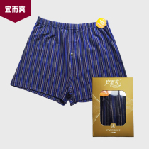 Easy and cool mens underwear cotton loose boxer pants mens middle-aged and elderly cotton high waist size 200 Jin 100% cotton