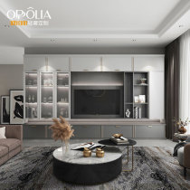 Oberly full wall background wall TV cabinet integrated whole house custom overall living room bedroom suspended TV cabinet combination