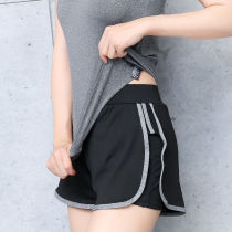 Summer anti-light fake two large size loose fitness yoga pants running quick-dry high waist sports shorts women