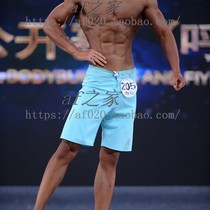 Mens Fitness Competition Beach Pants Tide Blue Surf Shorts Summer Sports Pants Loose 50% Pants Knees