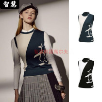 South Korean Munsingwear ten thousand Star Wider 21 Autumn Golf Suit Womens Round Collar Crash Color Knit Horse Chia