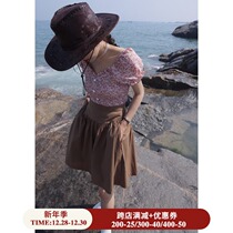 Ouyang Xi 2021 new summer high design sense culottes chic waist slim casual pants chocolate shorts