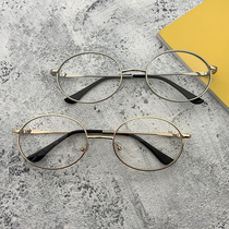 Korean version of tide retro glasses frame female ulzzang Net red tremble flat mirror male plain artifact glasses round face ins
