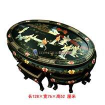  Yangzhou lacquerware Neoclassical lacquer art Home decoration bone stone inlaid character waist round table stool leisure tea table customization