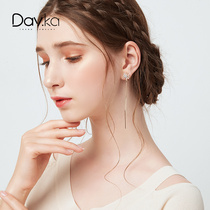 Flower tassel ear clip no ear hole female long retro port flavor fairy Forest department super fairy high-end French earrings