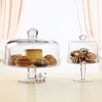 European-style glass cake pan cake cover fruit tall dustproof tray wedding creative home furnishings