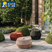 Outdoor rattan flower box hotel creative flowerpot small round coffee table balcony courtyard rattan hotel gardening flower trough flower a few