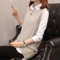 Sweater vest Korean version of loose round neck 2021 New knitted waistcoat Joker solid color wool spring and autumn coat