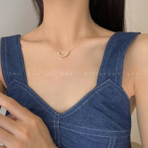 Simple metal curved pendant necklace female tide Korean version of net red niche design ins cold wind retro choker