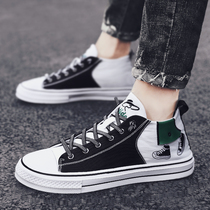 Tide brand mens shoes 2020 new net red graffiti Gaobang canvas shoes Korean personality youth wild casual shoes