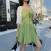 2020 new skirt-style split swimsuit woman Big code Fat mm200 catty Conservative Belly slim loose swimsuit spa