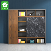 Office file cabinet locker Marble grain wood high partition data cabinet File cabinet Book background cabinet