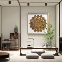 Solid wood decoration wood carving painting Thai style hanging painting art style tea room decoration painting Zen hollow wood carving decoration