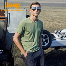 Jeep Jeep Ice Silk short sleeve quick-drying T-shirt quick-drying clothes mens walking mountain clothes sportswear mountaineering running large size Summer