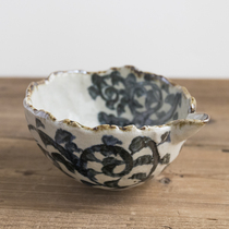 Kookugawa Machi House Japan Original Import Hand-painted Tang Straw Grain Ceramic Sheet Mouth Bowl Salabowl Green Flower Soup Bowl