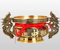 Buddhist supplies for the stove incense and lavender incense 6-inch double dragon ear lucky gold jade pure copper incense burner