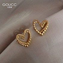 Peach heart ear nail female temperament senior sense light luxury earrings 2021 New Tide earrings 925 sterling silver needle explosion