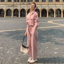 Jumpsuit suit womens high waist thin 2021 new Korean version loose jumpsuit straight pants student ins tide