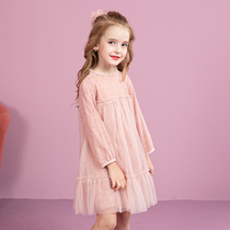 Impression childhood girl dress 2021 spring and autumn new long-sleeved skirt childrens yarn skirt princess skirt western skirt