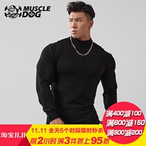 Muscle dog autumn and winter trend sweater half high collar basic simple solid color slim slim pullover sweater men