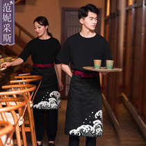 Japanese restaurant ramen restaurant izakaya Japanese sushi restaurant waiter overalls T-shirt apron printed pattern summer