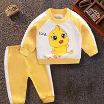 Baby casual suit womens fashion Childrens color-dressing suit new autumn sportswear two-piece small children
