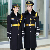 Security coat property concierge clothing long warm thickened image post security uniform wool coat coat coat