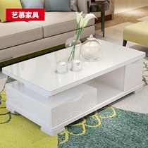 Black and white bicolor 0 8-1 4 m 4 m modern minimalist baking lacquered small tea table table living room TV cabinet combined tempered glass