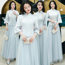 Bridesmaid dress Chinese style 2021 new autumn and winter long sister group dress female winter retro Xiuhe cheongsam Chinese style
