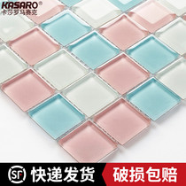 KASARO Pastel mosaic tiles Crystal glass bathroom bathroom wall stickers TV background wall self-adhesive