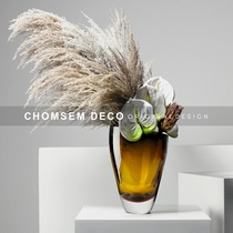 Simple modern home coffee table Glass floral flower arrangement Model room sales office entrance cabinet Dry vase bouquet