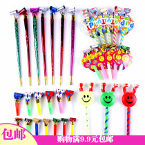 1 Ball Supplies Birthday Big Blow Dragon Paper Blow Dragon Whistles Children Festival Party Toys with Smiley Face Blow Dragon Whistle