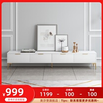 Light luxury TV cabinet coffee table combination simple modern large and small apartment living room floor cabinet Nordic white solid wood TV cabinet