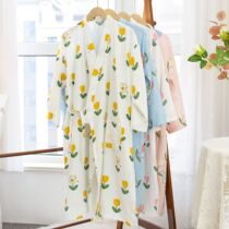 Japanese kimono dressing gown Women summer cotton gauze thin style Japanese sweatshirt bathrobe summer pajamas nightgown and wind