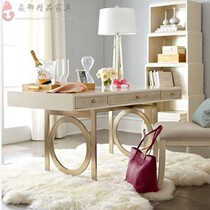 Simple modern fashion creative residential beauty salon storefront stainless steel frame solid wood countertop dressing office book table