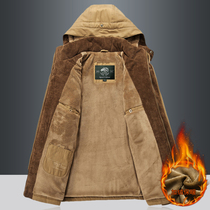 Winter warm cotton coat mens official flagship store Winter velvet thickened quilted jacket warm jacket large size mens cotton clothing tide